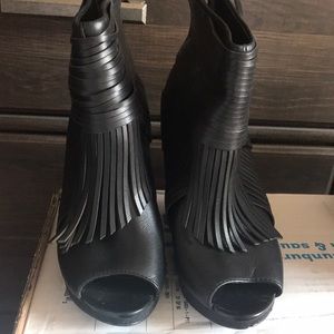 Black Peep Toe Wedges